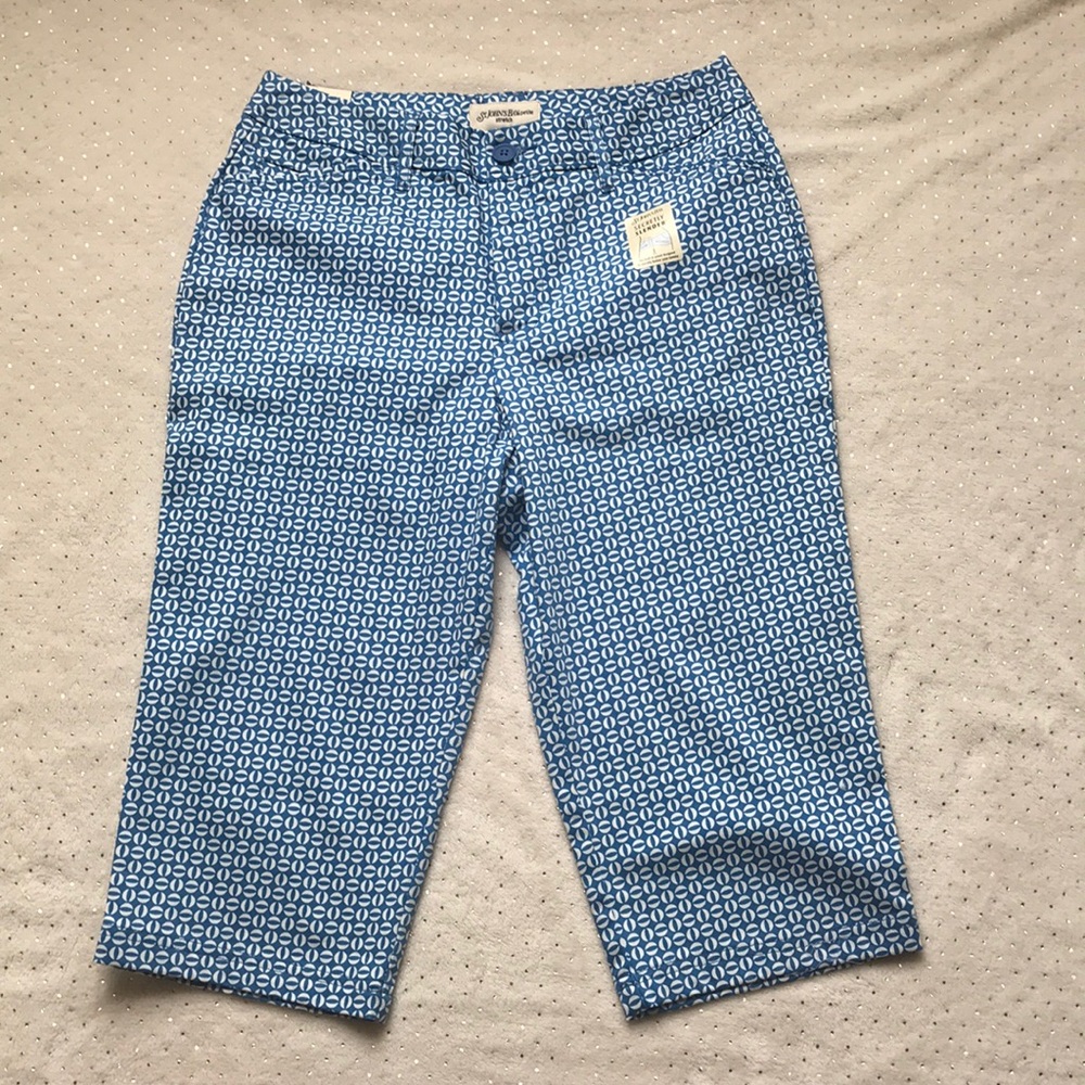 Blue and white capri pants